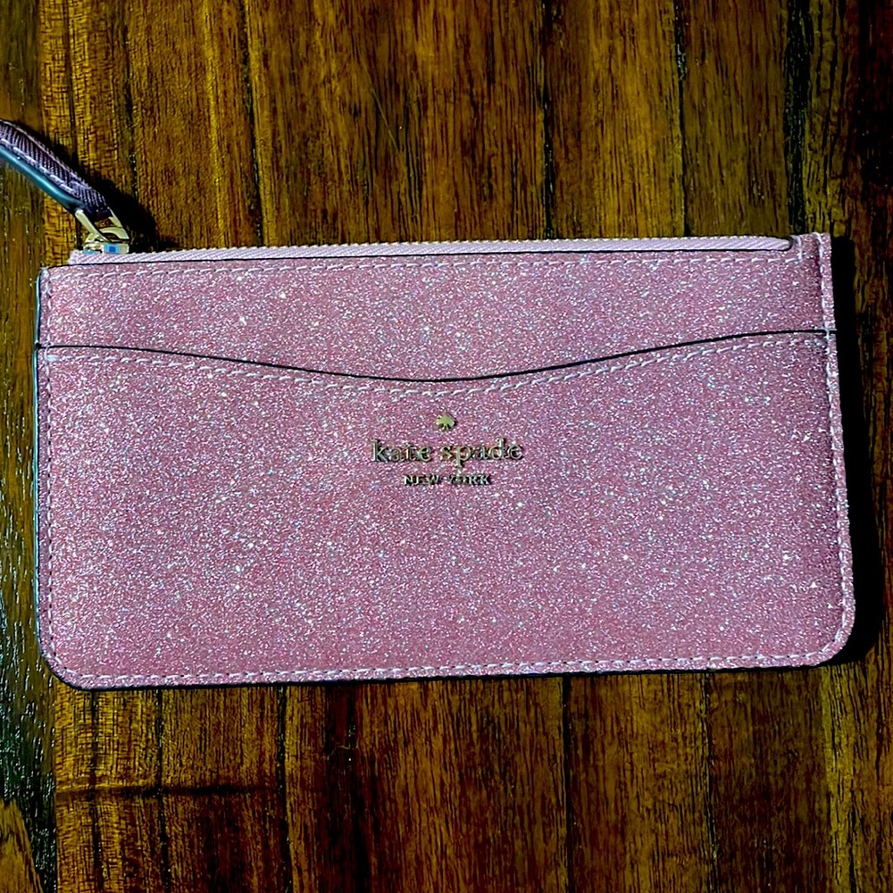 Kate Spade Large Slim Card Holder - Pink Glitter